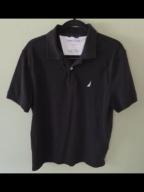 Nautica Men's Classic Fit Short Sleeve Pique Cotton Polo - Black Size L